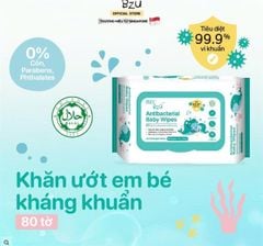 Khăn ướt kháng khuẩn bé Bzu Bzu (80 tờ)