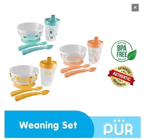 N - Bộ tập ăn uống Pur ( bát + thìa + bình tập uống )