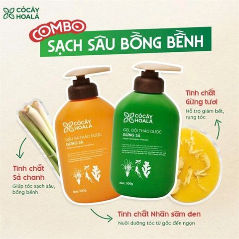 Combo gội xả thảo dược Gừng Sả Cỏ Cây Hoa Lá 500g