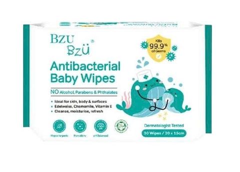 Khăn ướt kháng khuẩn bé Bzu Bzu (30 tờ)