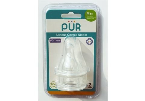 Núm ti silicone bình cổ thường thân thon Feeding Pur