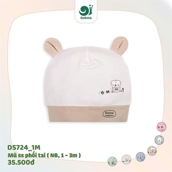 Mũ sơ sinh phối tai Dokma DS724 size NB