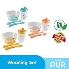 Bộ tập ăn uống Pur ( bát + thìa + bình tập uống )