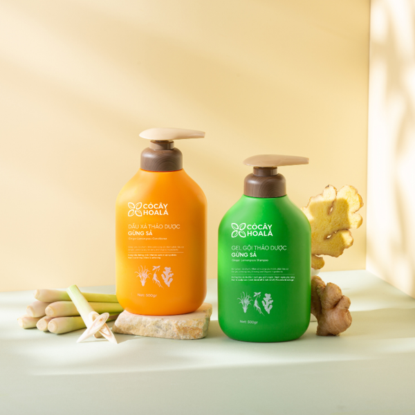 Dầu gội, xả thảo dược Gừng Sả Cỏ cây hoa lá 500g