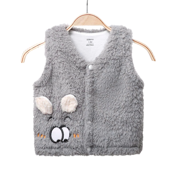 Áo Gile lông cừu cài giữa Dokma