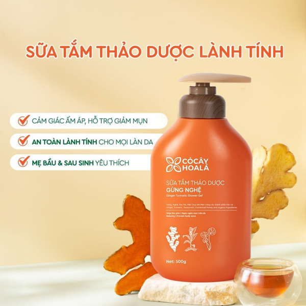Sữa tắm thảo dược gừng nghệ Cỏ cây hoa lá 500ml