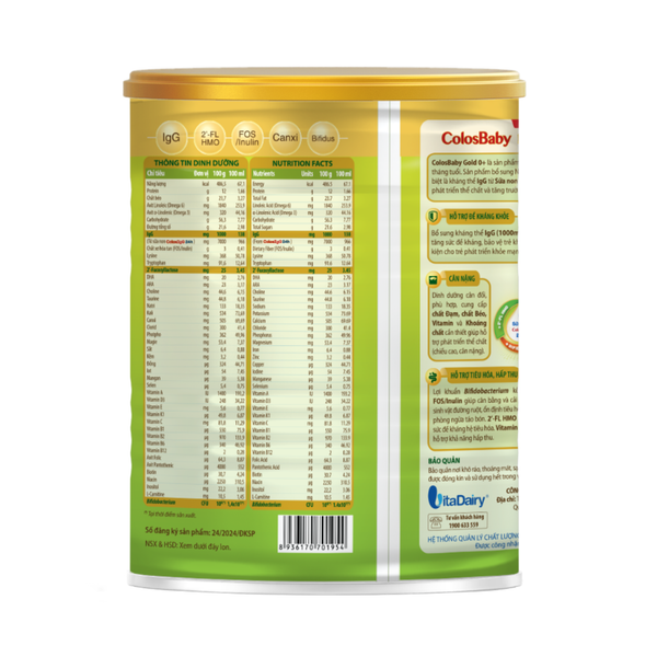 Sữa Colosbaby Gold thanh nhạt (Lon 800g)