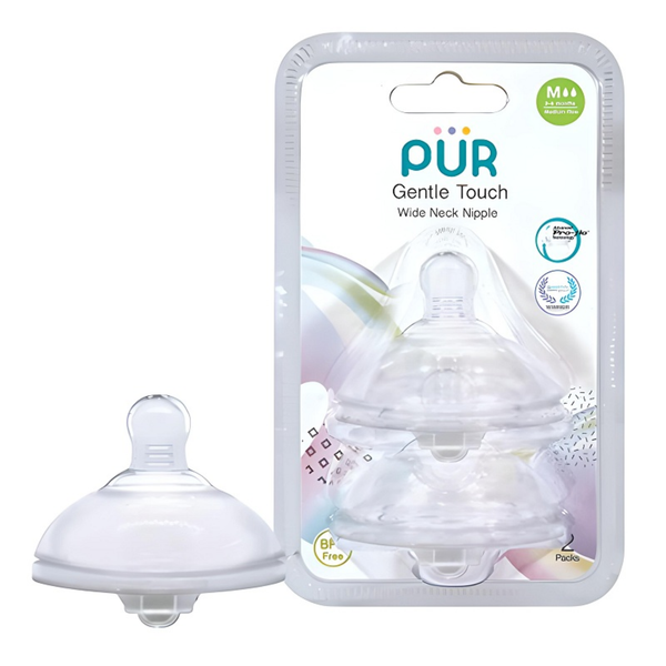 Núm ti bình sữa Pur Milk Safe cổ rộng