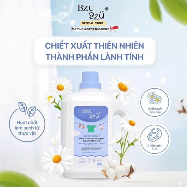 Nước giặt xả cho bé 2in1 Bzu Bzu CleanHaven