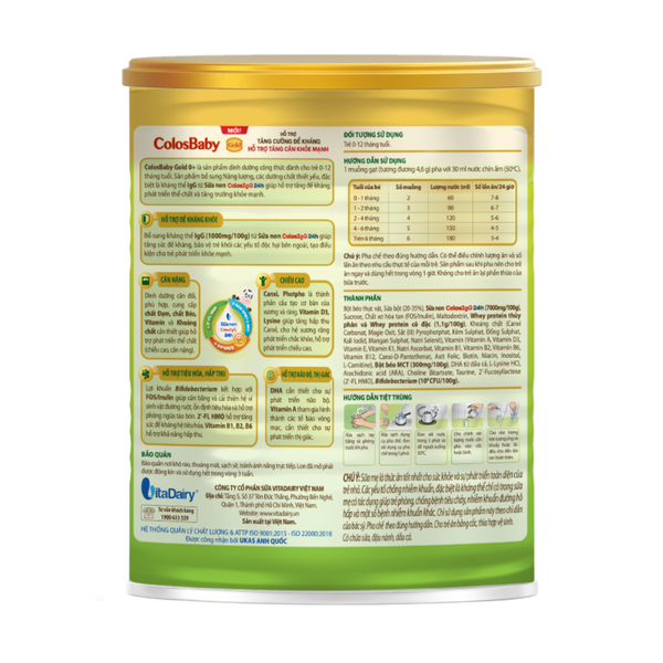 Sữa Colosbaby Gold thanh nhạt (Lon 800g)