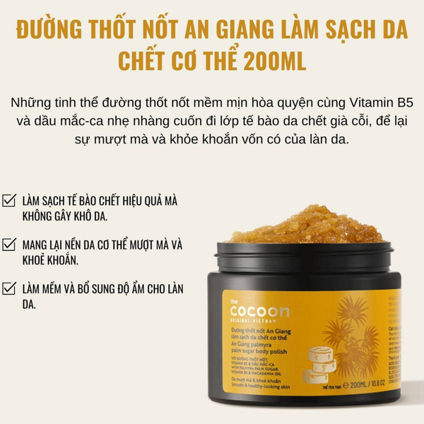 Tẩy tế bào chết đường thốt nốt An Giang dành cho cơ thể Cocoon