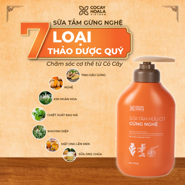 Sữa tắm thảo dược gừng nghệ Cỏ cây hoa lá 500ml