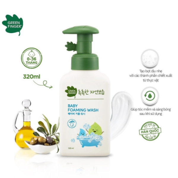 Sữa tắm ChokChok tạo bọt dưỡng ẩm cho bé Greenfinger 320ml