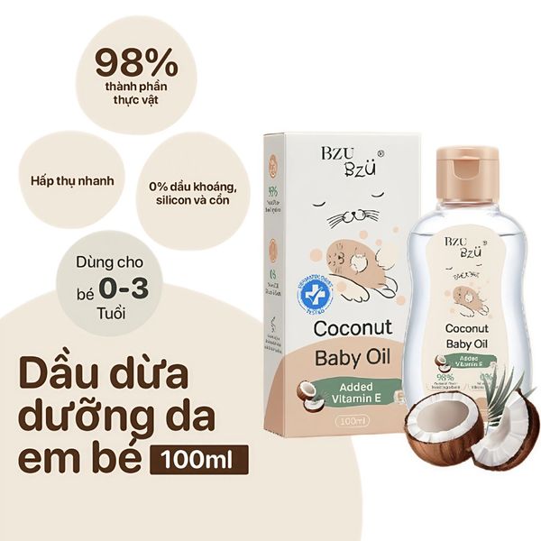Dầu dừa dưỡng da cho bé Bzu Bzu