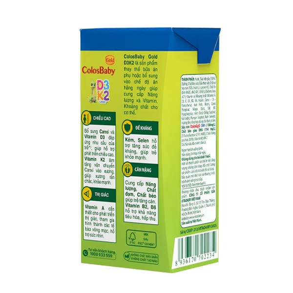 Sữa bột pha sẵn Colosbaby D3K2 cho bé từ 1 tuổi