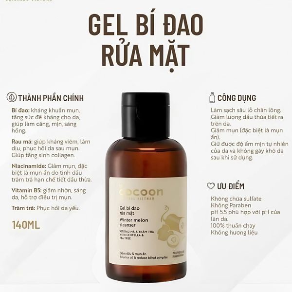 Gel rửa mặt bí đao Cocoon