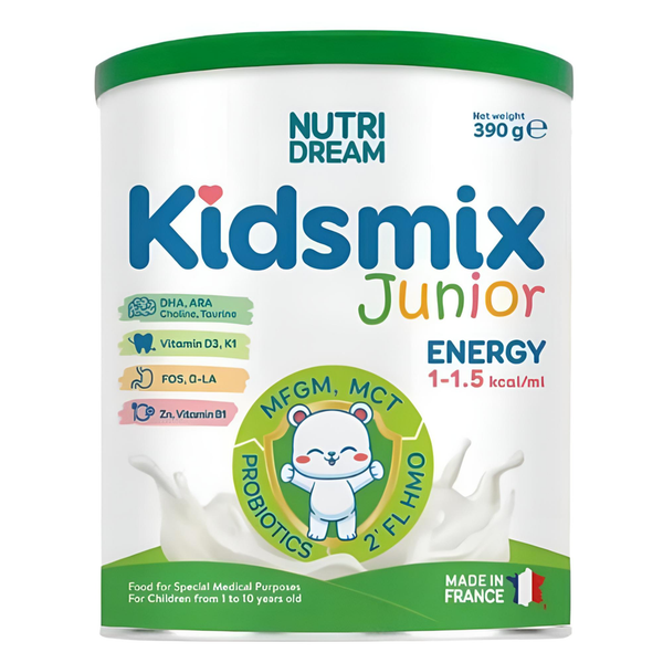 Sữa Kidsmix Junior cao năng lượng dành cho trẻ từ 1-10Y (Lon 390g)