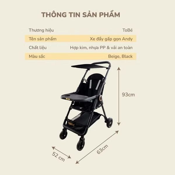 Xe đẩy gấp gọn ANDY TOBÉ