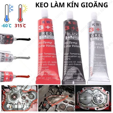  Keo Tạo Gioăng Chịu Nhiệt, Keo Dán Ron Máy Silicone RTV Chịu Nhiệt Độ Cao, Chống Rò Rỉ - Tuýp 100g 