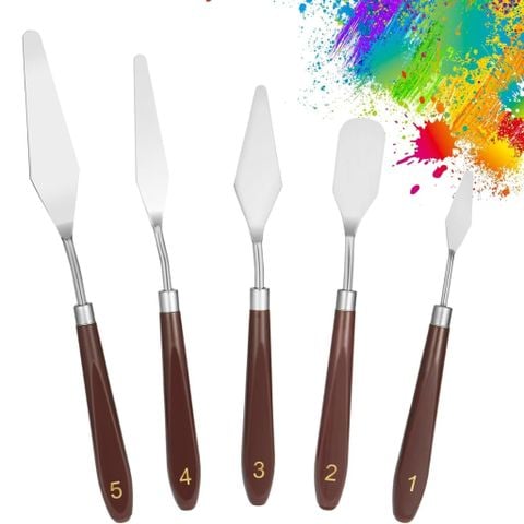  Bộ 5 Dao Bay Pha Màu, Dao Vẽ Tranh Sơn Dầu, Tranh Acrylic – Dụng Cụ Hỗ Trợ Vẽ Tranh Tiện Lợi 