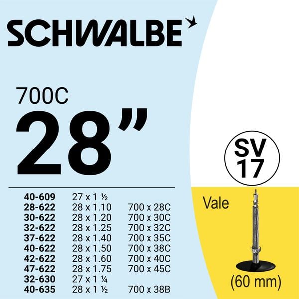  RUỘT XE ĐẠP 700C SV 17 (60mm) 