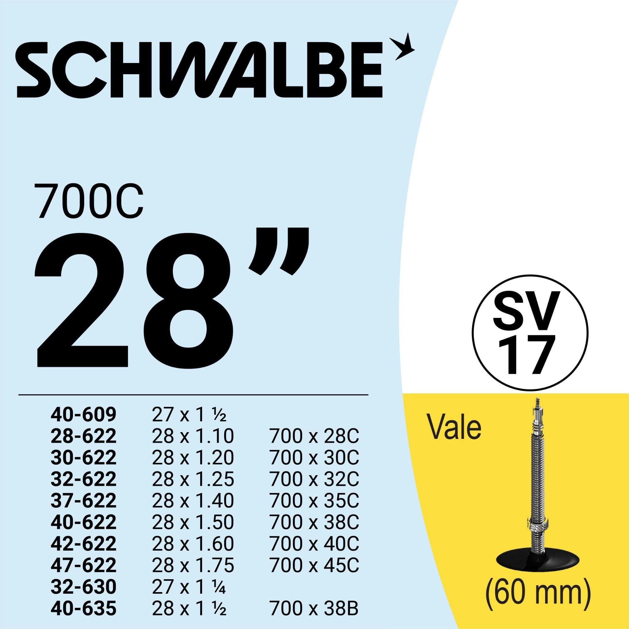  RUỘT XE ĐẠP 700C SV 17 (60mm) 