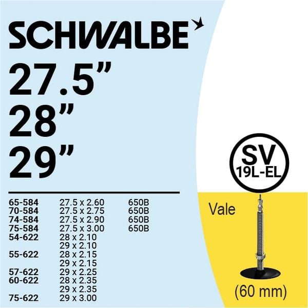  RUỘT XE ĐẠP 27.5 - 29 SV19L- EL (60mm) 