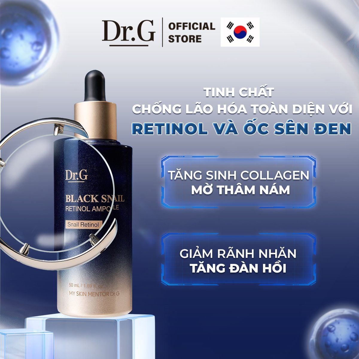  Tinh chất ngăn ngừa lão hóa chuyên sâu Dr.G Black Snail Retinol Ampoule 50ml 