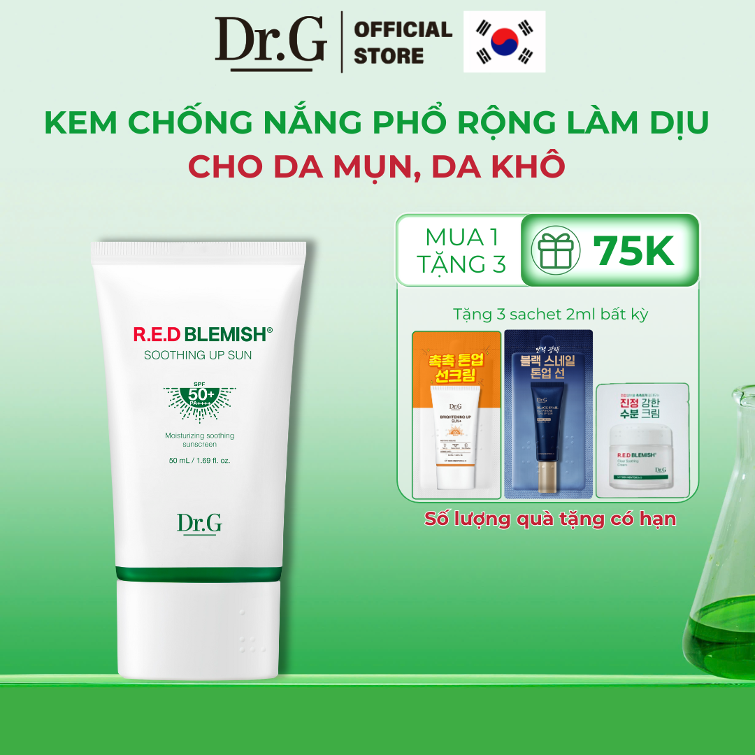  Kem chống nắng phổ rộng cho da mụn Dr.G R.E.D Blemish Soothing Up Sun SPF50+ PA++++ 
