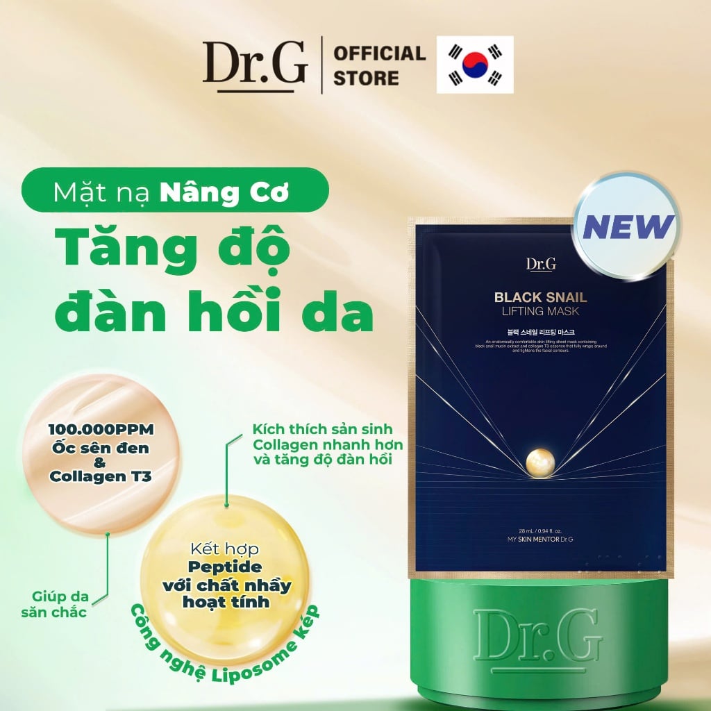  Mặt nạ làm săn chắc da và nâng cơ Dr.G Black Snail Lifting Mask 28ml 