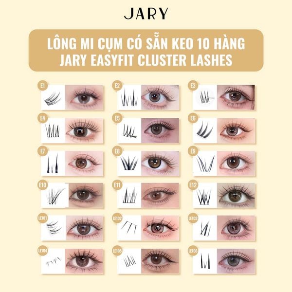 LÔNG MI CỤM CÓ SẴN KEO 10 HÀNG JARY EASYFIT CLUSTER LASHES