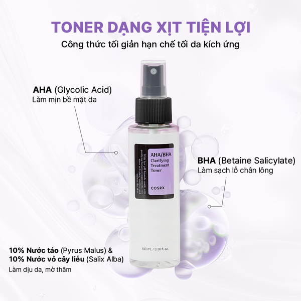 NƯỚC HOA HỒNG COSRX AHA/BHA CLARIFYING TREATMENT TONER 100ML