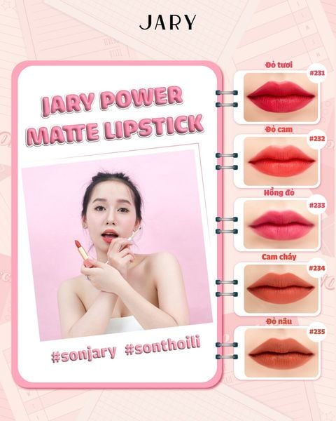 SON THỎI LÌ CAO CẤP JARY POWER MATTE LIPSTICK