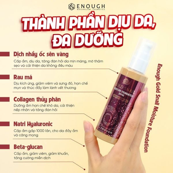 KEM NỀN ỐC SÊN ENOUGH GOLD SNAIL MOISTURE FOUNDATION 100ML