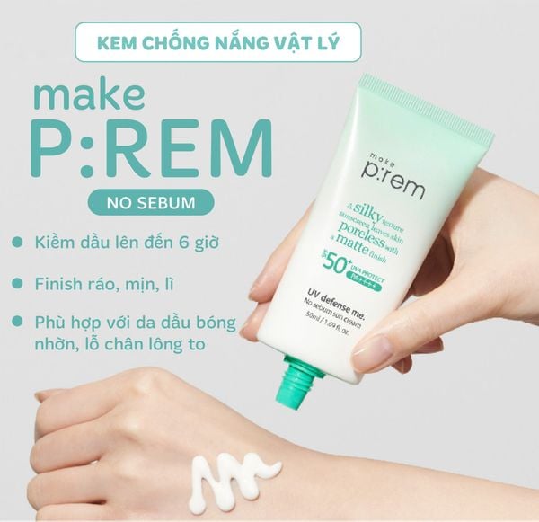 KEM CHỐNG NẮNG VẬT LÝ MAKE P:REM UV DEFENSE ME SUN CREAM 50ML