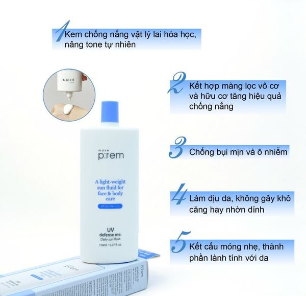 KEM CHỐNG NẮNG VẬT LÝ MAKE P:REM UV DEFENSE ME SUN CREAM 50ML