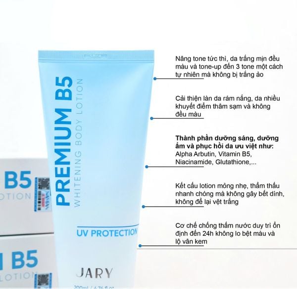 KEM B5 DƯỠNG TRẮNG PHỤC HỒI DA TOÀN THÂN JARY PREMIUM B5 WHITENING BODY LOTION 200ML