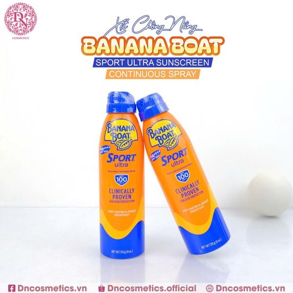 XỊT CHỐNG NẮNG THỂ THAO BANANA BOAT SPORT ULTRA SUNCREEN CONTINUOUS SPRAY SPF 100 PA ++++ 170G