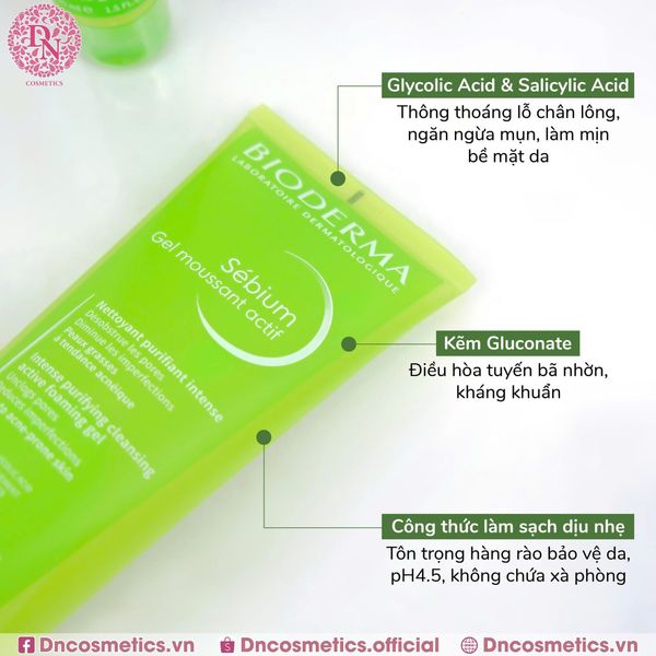 GEL RỬA MẶT BIODERMA SEBIUM MOUSSANT ACTIF