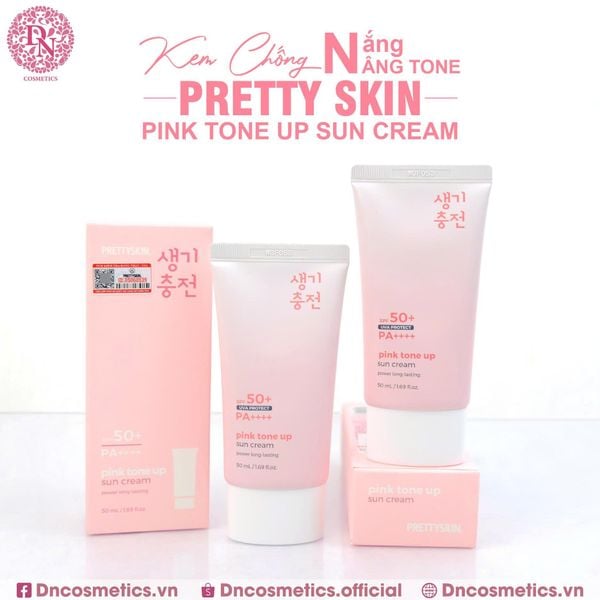 KEM CHỐNG NẮNG NÂNG TONE PRETTY SKIN PINK TONE UP SUN CREAM 50ML