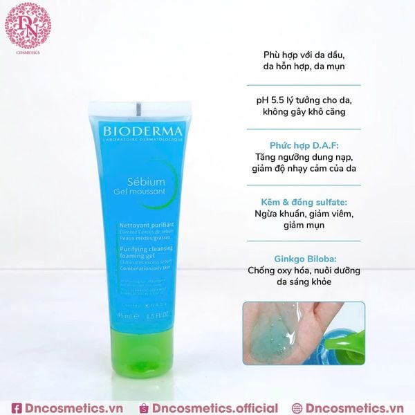 GEL RỬA MẶT BIODERMA SEBIUM MOUSSANT XANH