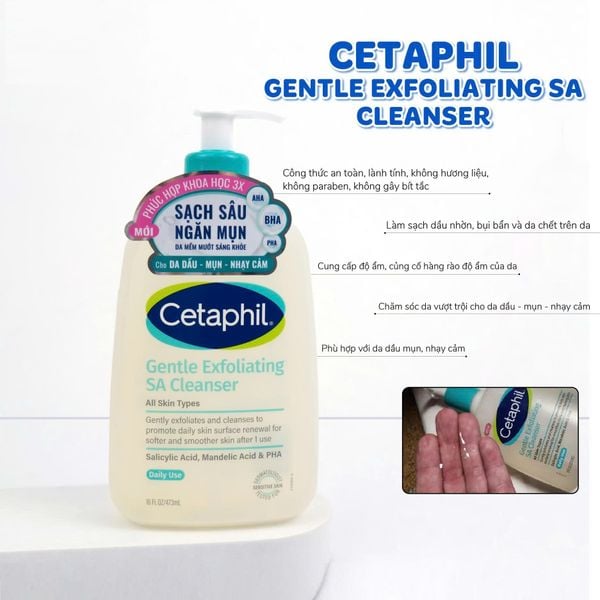 SỮA RỬA MẶT CETAPHIL GENTLE EXFOLIATING SA CLEANSER - DÀNH CHO DA DẦU MỤN