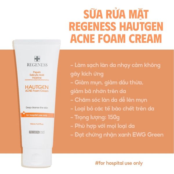 SỮA RỬA MẶT REGENESS HAUTGEN ACNE FOAM CREAM 150G