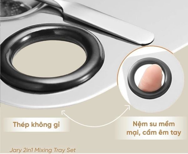 BỘ DỤNG CỤ KHAY THÌA TRỘN 2IN1 DÀNH CHO MAKEUP ARTIST JARY 2IN1 MIXING TRAY