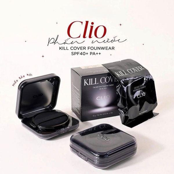 PHẤN NƯỚC CLIO KILL COVER FOUNWEAR CUSHION SPF40 PA++++ 15G (VỎ ĐEN)