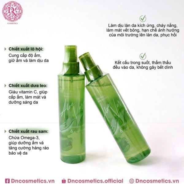 XỊT DƯỠNG ẨM ARUMORE ALOE VERA SMOOTHING MIST 200ML