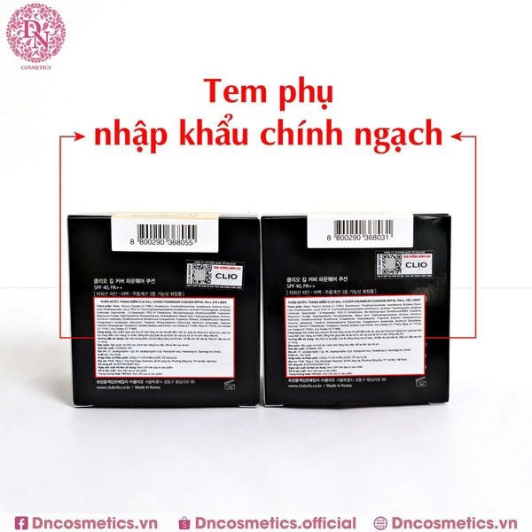 PHẤN NƯỚC CLIO KILL COVER FOUNWEAR CUSHION SPF40 PA++++ 15G (VỎ ĐEN)
