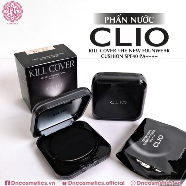 PHẤN NƯỚC CLIO KILL COVER FOUNWEAR CUSHION SPF40 PA++++ 15G (VỎ ĐEN)