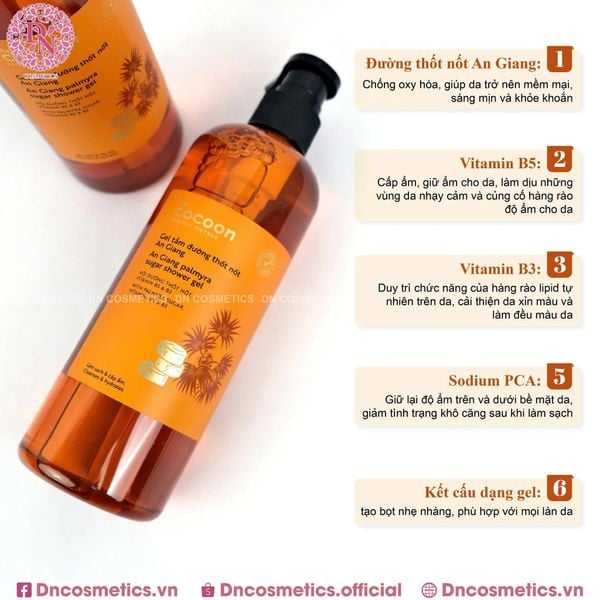 GEL TẮM COCOON ĐƯỜNG THỐT NỐT AN GIANG 500ML