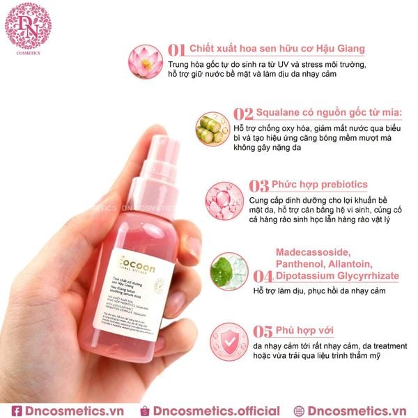 TINH CHẤT XỊT DƯỠNG COCOON SEN HẬU GIANG 50ML